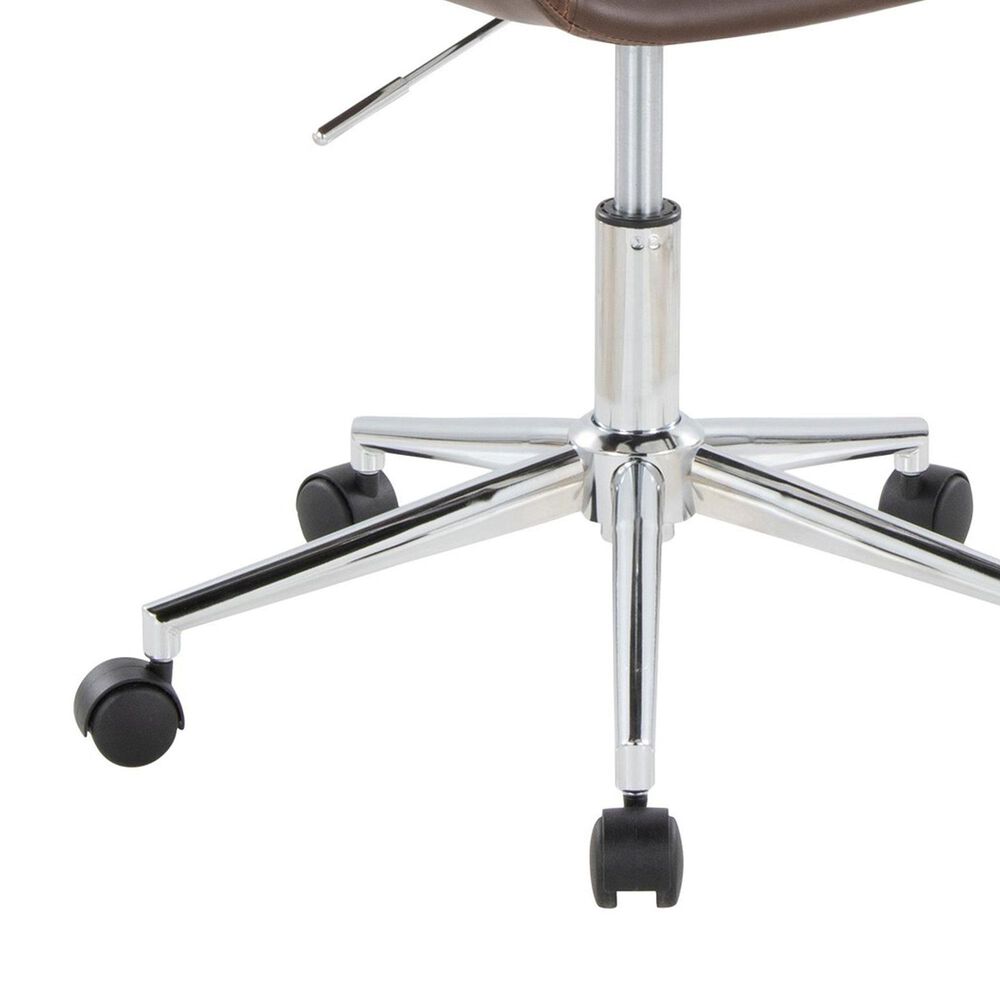 LumiSource Margarite Swivel Task Chair with Espresso Faux Leather Cushion in Chrome, , large