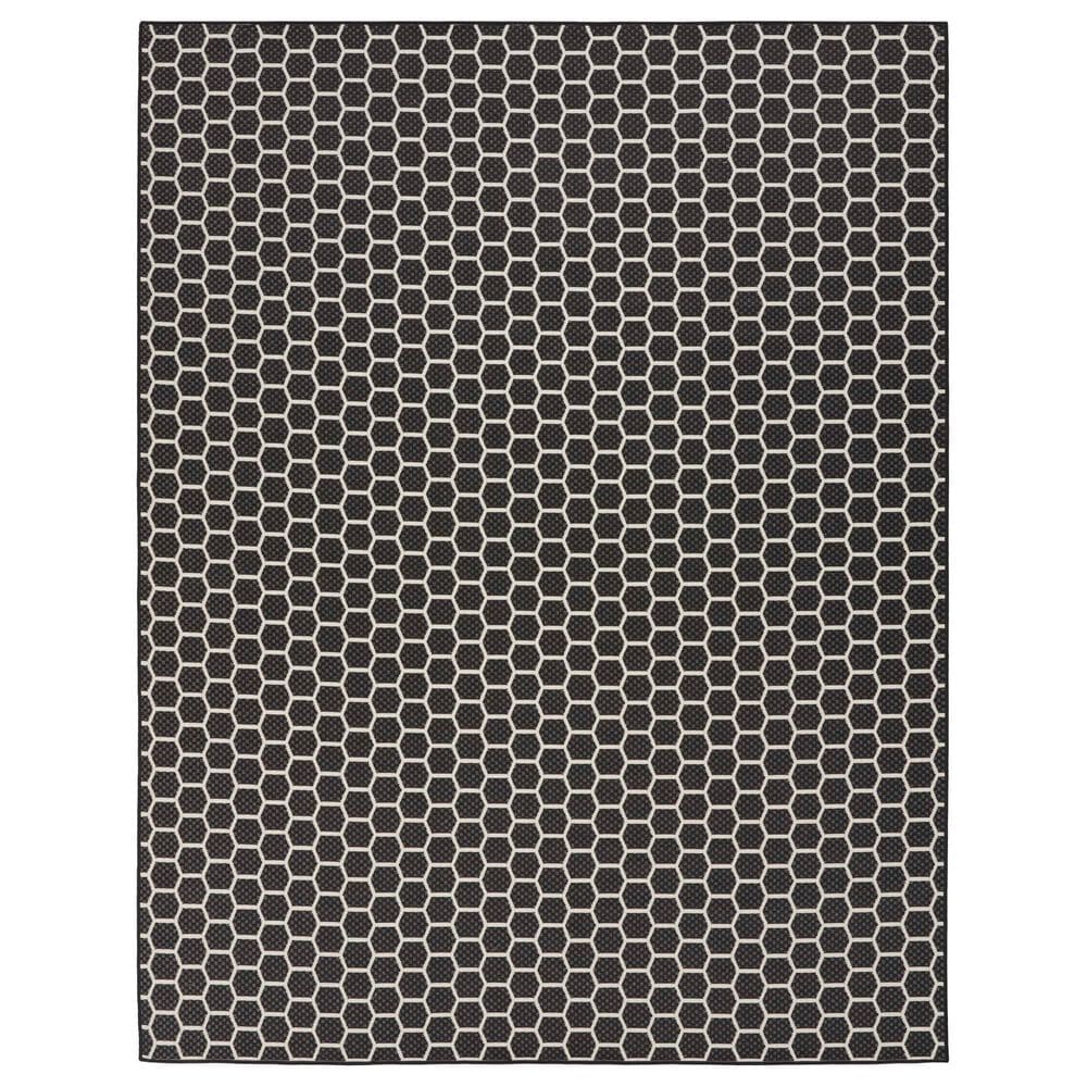 Nourison Twist Reversible 10" x 14" Black Indoor/Outdoor Area Rug, , large