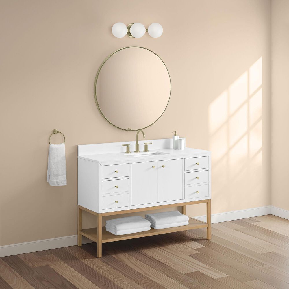37B Isadore 48" Single Bathroom Vanity Cabinet in Bright White and White Composite Stone Top and Backsplash, , large