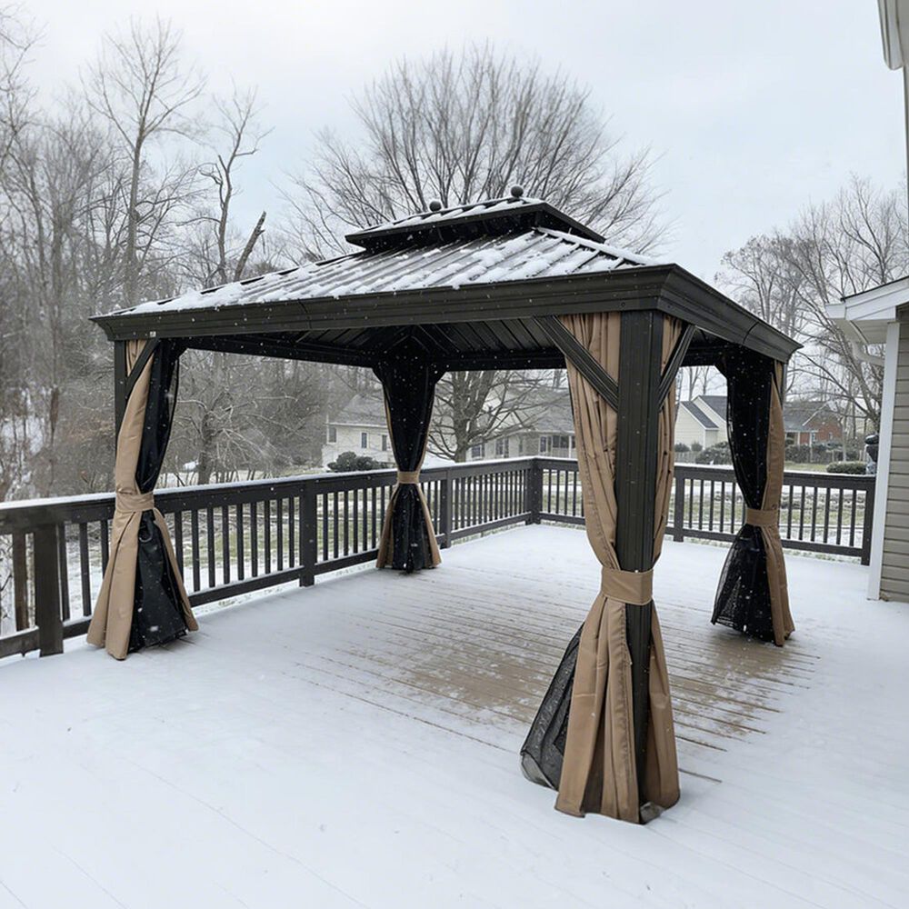 HOMLUX 10' x 12' Hardtop gazebo with double roof in Bronze, , large