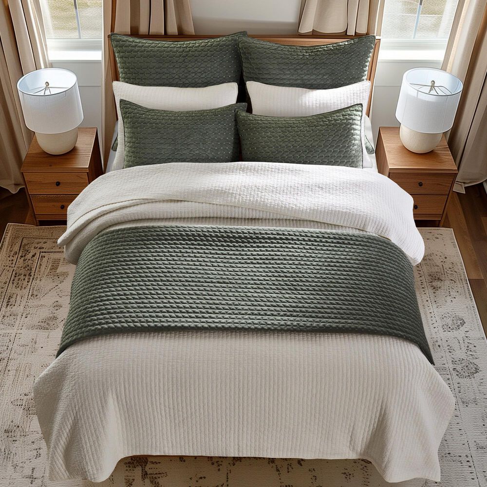 Levtex Velvet Stitch 3-Piece Full/Queen Quilt Set in Green, , large