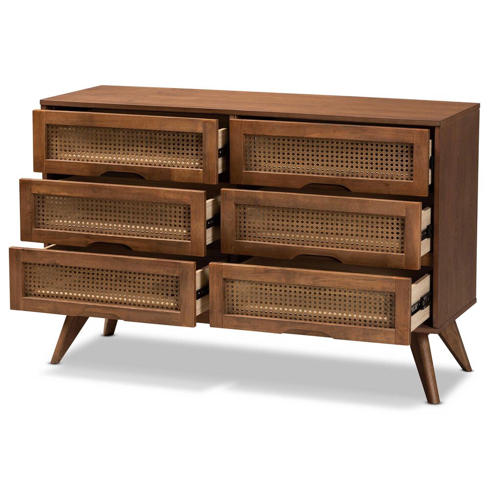Baxton Studio Barrett 6Drawer Dresser in Walnut Brown NFM