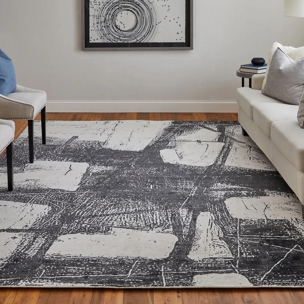 Feizy Coda 8927F 8&#39; x 10&#39; Black and White Area Rug, , large