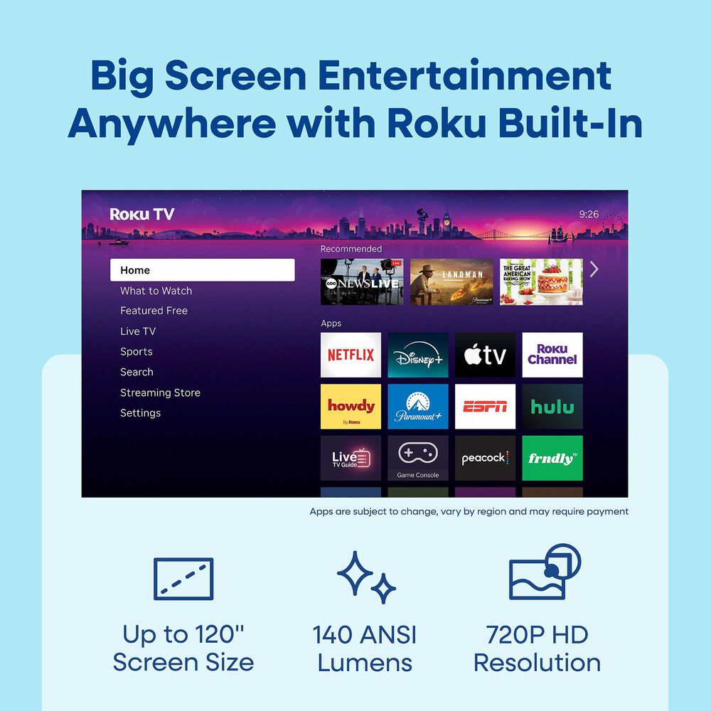 Element Roku 720P HD Mini Smart Projector in White, , large