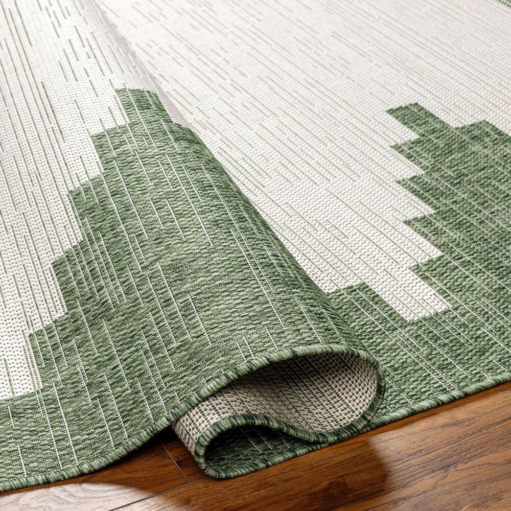 Surya Eagean EAG-2435 Grass Green, Ivory, Dark Green and Seafoam 6&#39;7&quot; Square Indoor/Outdoor Area Rug, , large