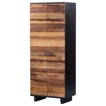 Home Trends & Design Santa Fe 72" Bar Cabinet in Natural and Matte Black, , large