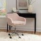 Linon Home Decor Rylen Office Chair with Pink Cushion in Silver, , large