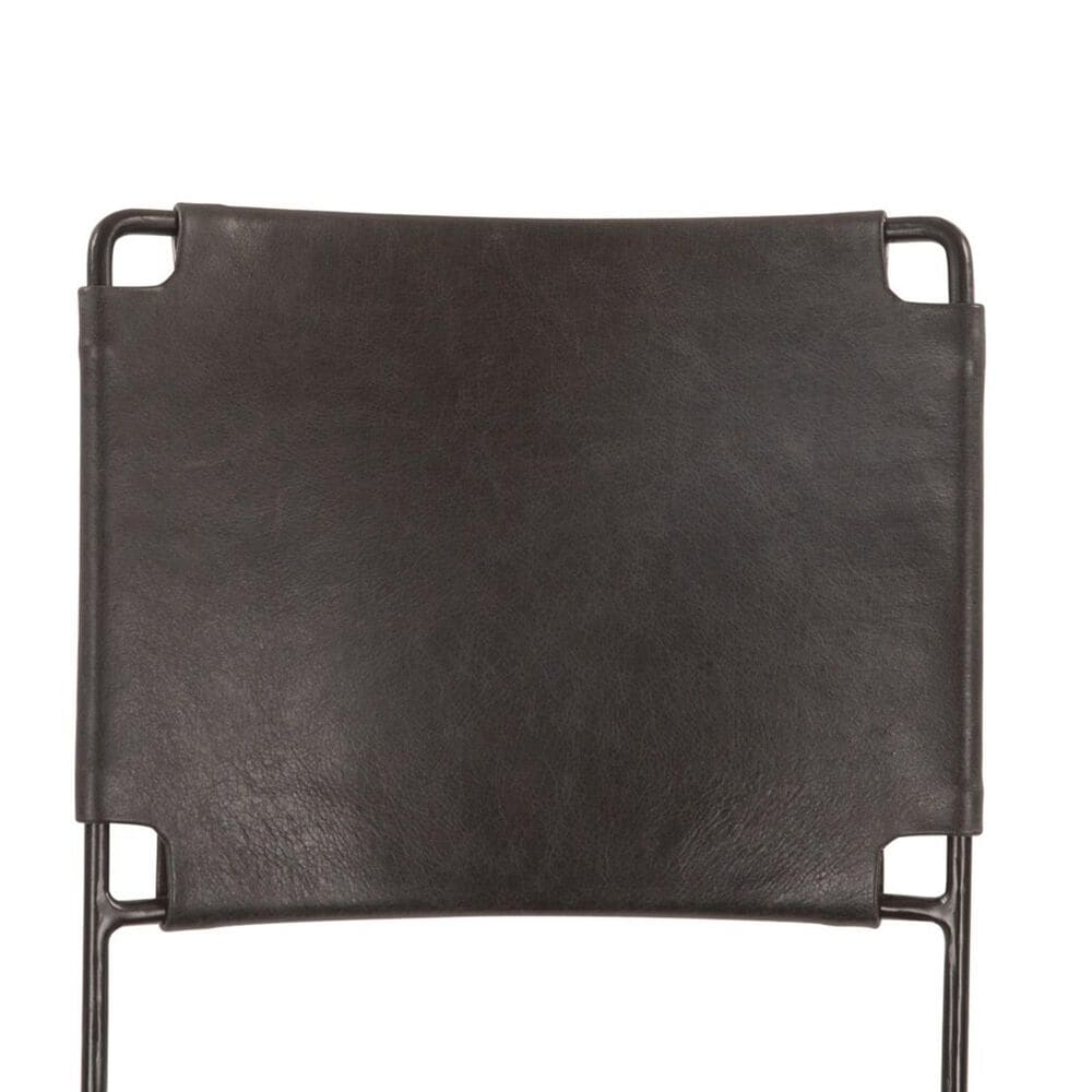 Home Trends &amp; Design New York Bar Stool in Powder Coated Black with Top Grain Leather, , large