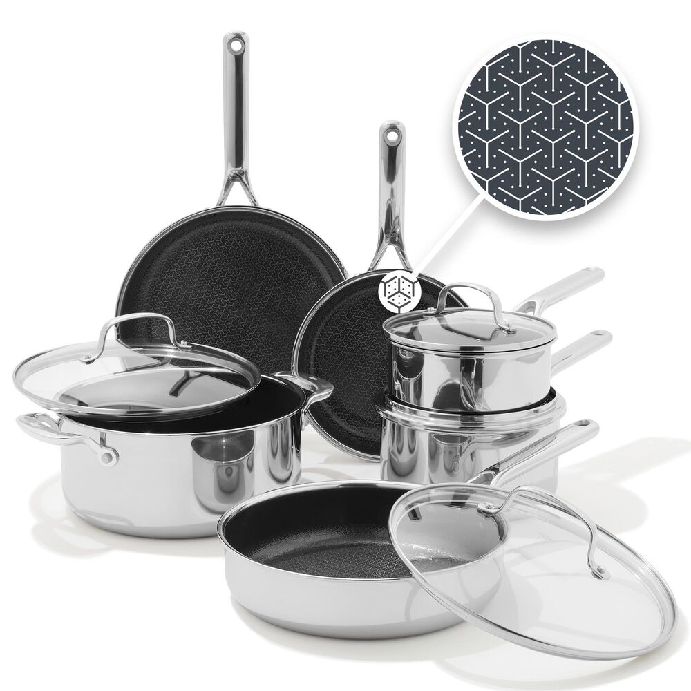 Green Pan Trident Hybrid 10-Piece Nonstick Cookware Set in Stainless Steel, , large