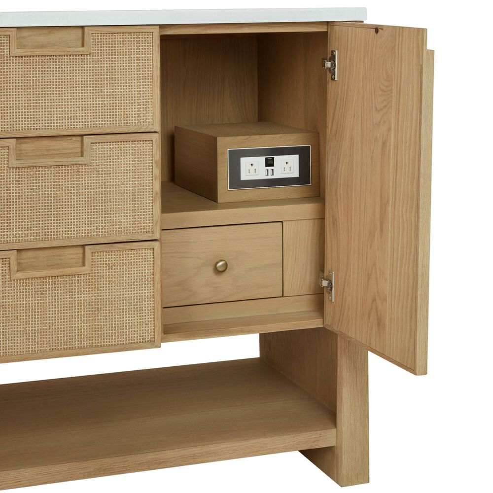 James Martin Vanities Solene 48&quot; Single Bathroom Vanity in Seaside Oak with 3 cm Victorian Silver Quartz Top and Rectangular Sink, , large