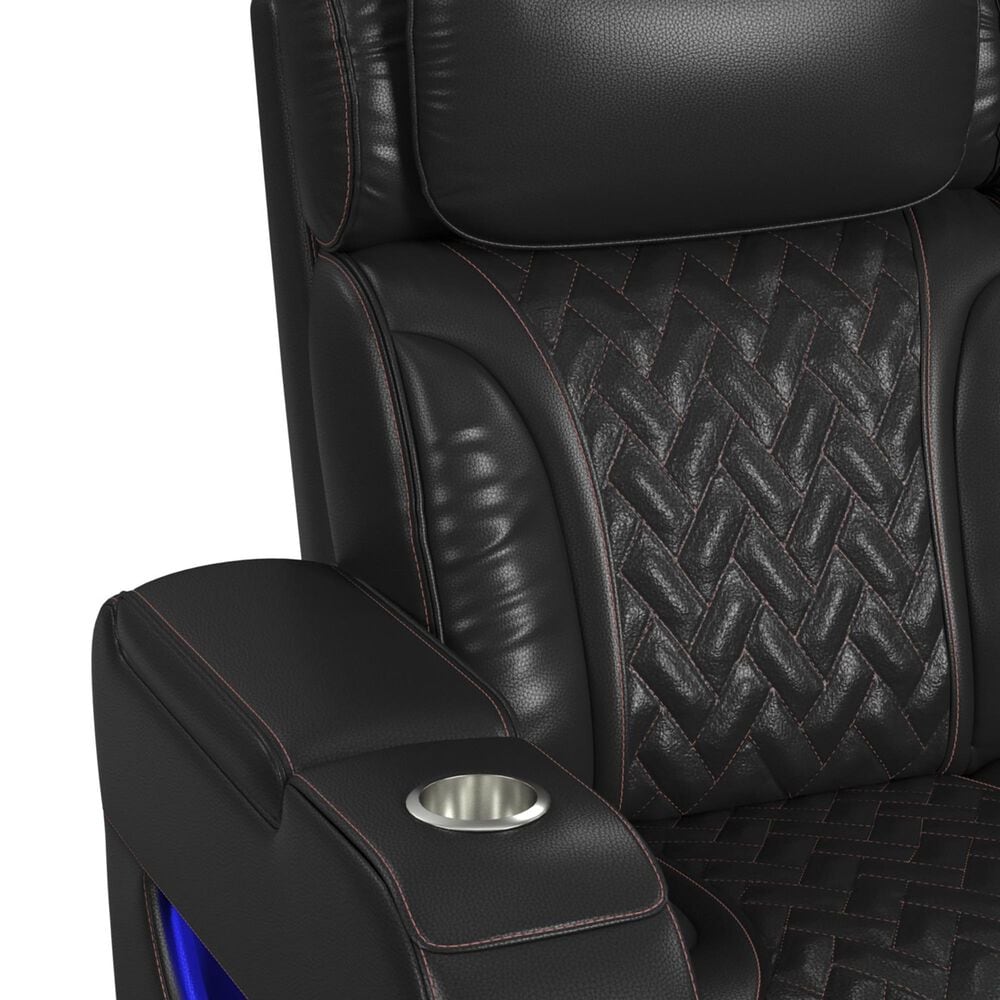 Mayberry Hill Prime Time Power Recliner with LED and Wireless Charger Pocket in Jett Black, , large
