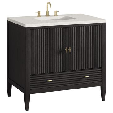 James Martin Vanities Myrrin 36" Vanity in Carbon Oak with 3 cm Lime Delight Quartz Top, , large
