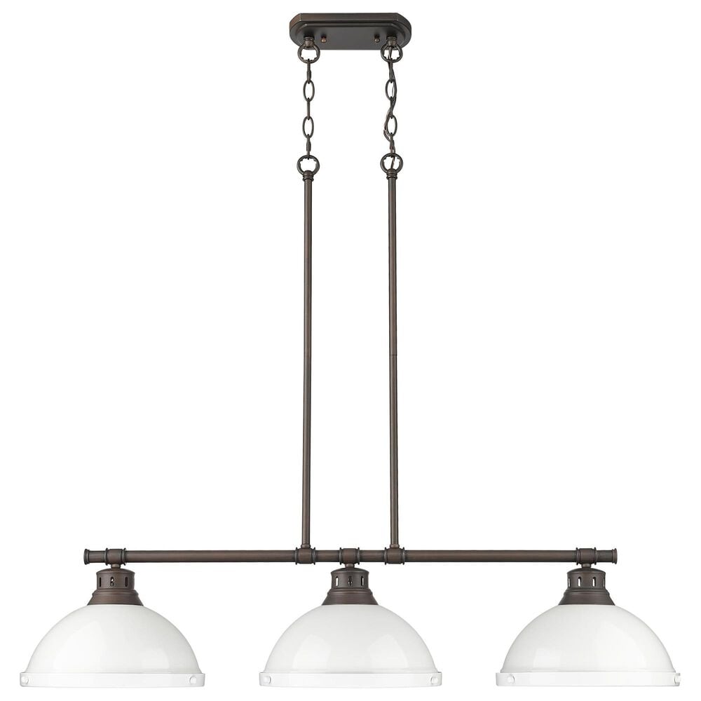 Golden Lighting Duncan 3-Light Pendant with White Shade in Rubbed Bronze, , large