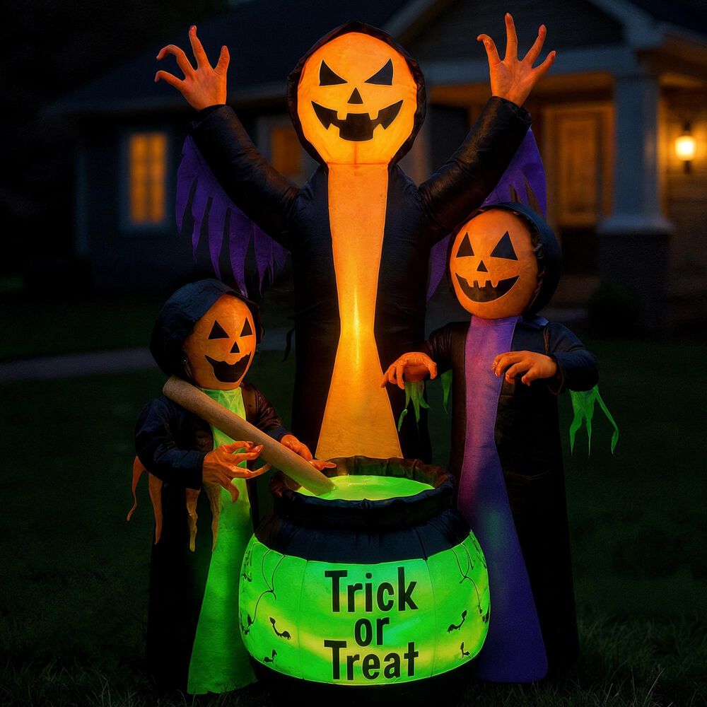 The Gerson Company 72&quot; Inflatable Witches with Cauldron in Multicolor, , large
