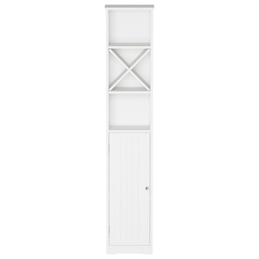 Timberlake Lavish Home 67&quot; Tall Bathroom Storage Cabinet in White/Silver, , large