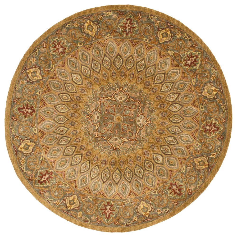 Safavieh Heritage HG914A 3'6" Round Light Brown and Grey Area Rug, , large