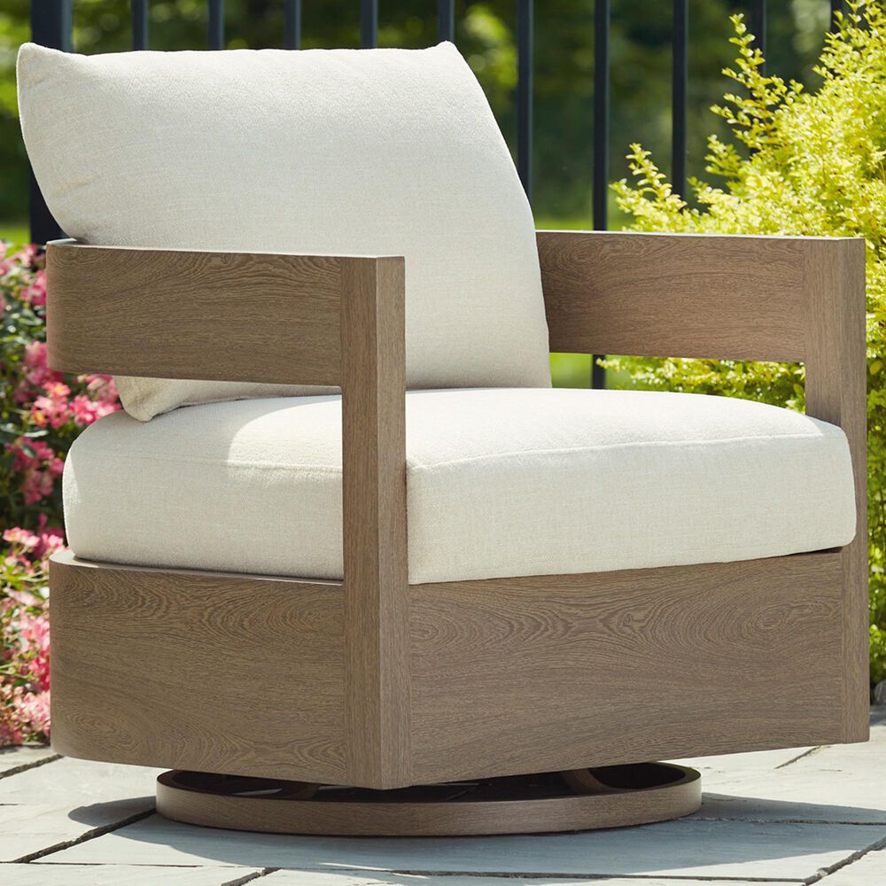 Ashley Serene Bay Swivel Glider Chair in White, , large