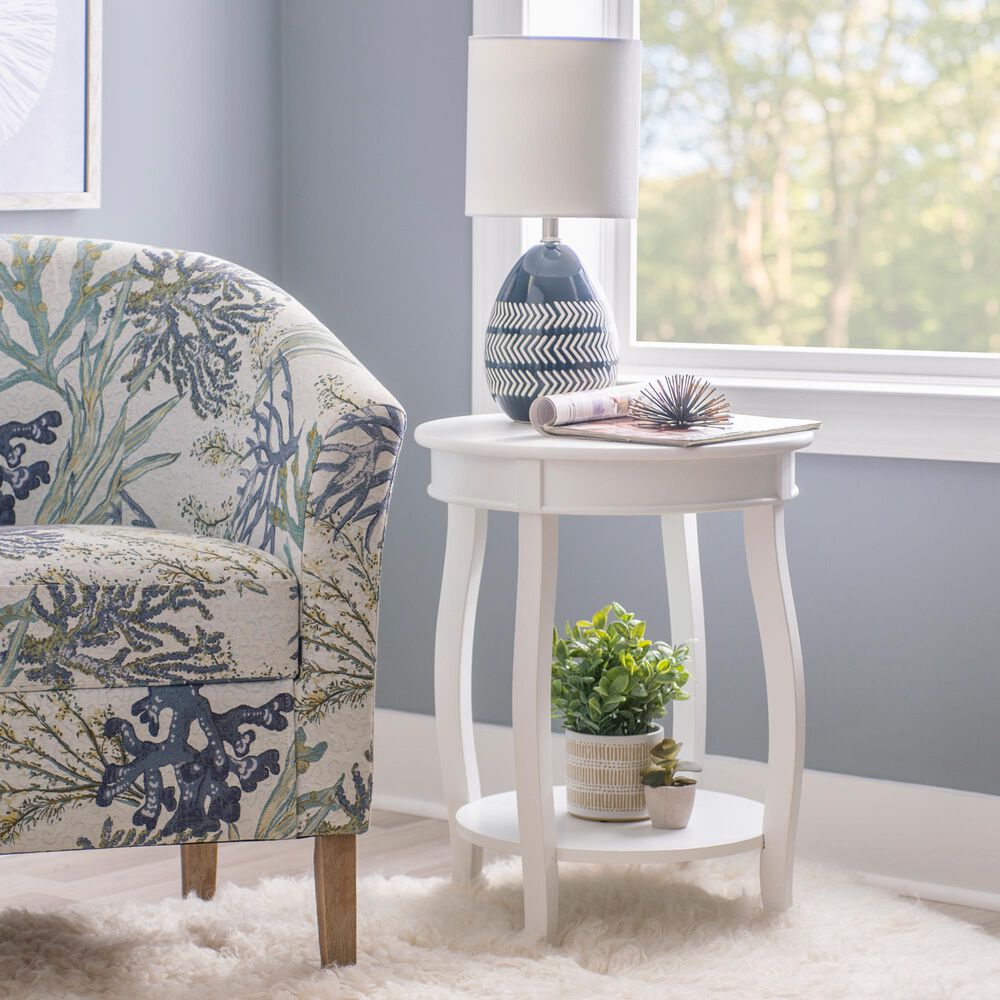 Linon Home Decor Rainbow Round Side Table in White, , large