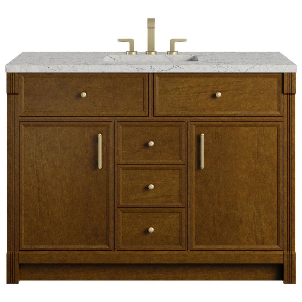 James Martin Bellshire 48" Single Bathroom Vanity in Honey Oak with 3 cm Eternal Jasmine Pearl Silestone Top, Rectangular Sink and FreePower Wireless Charger, , large