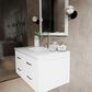 Lexora Home Castor 36" Single Bathroom Vanity in White with 2 cm White Cultured Marble Top and Rectangular Sink, , large