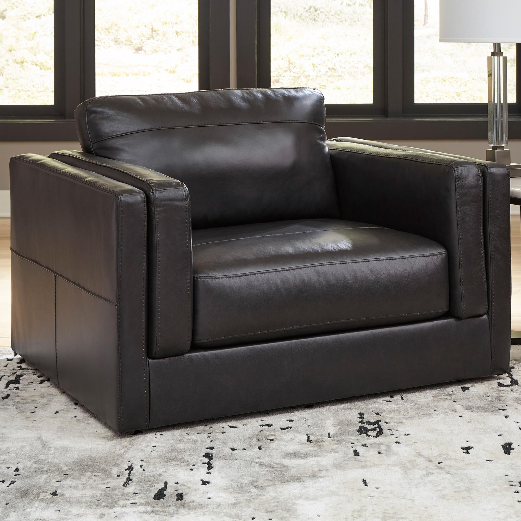 Signature Design by Ashley Amiata Oversized Leather Chair in Onyx