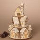 The Gerson Company 12" Laser Cut Wood Rotating Village Scene with Lighted and Wind-Up Musical in Multicolor, , large