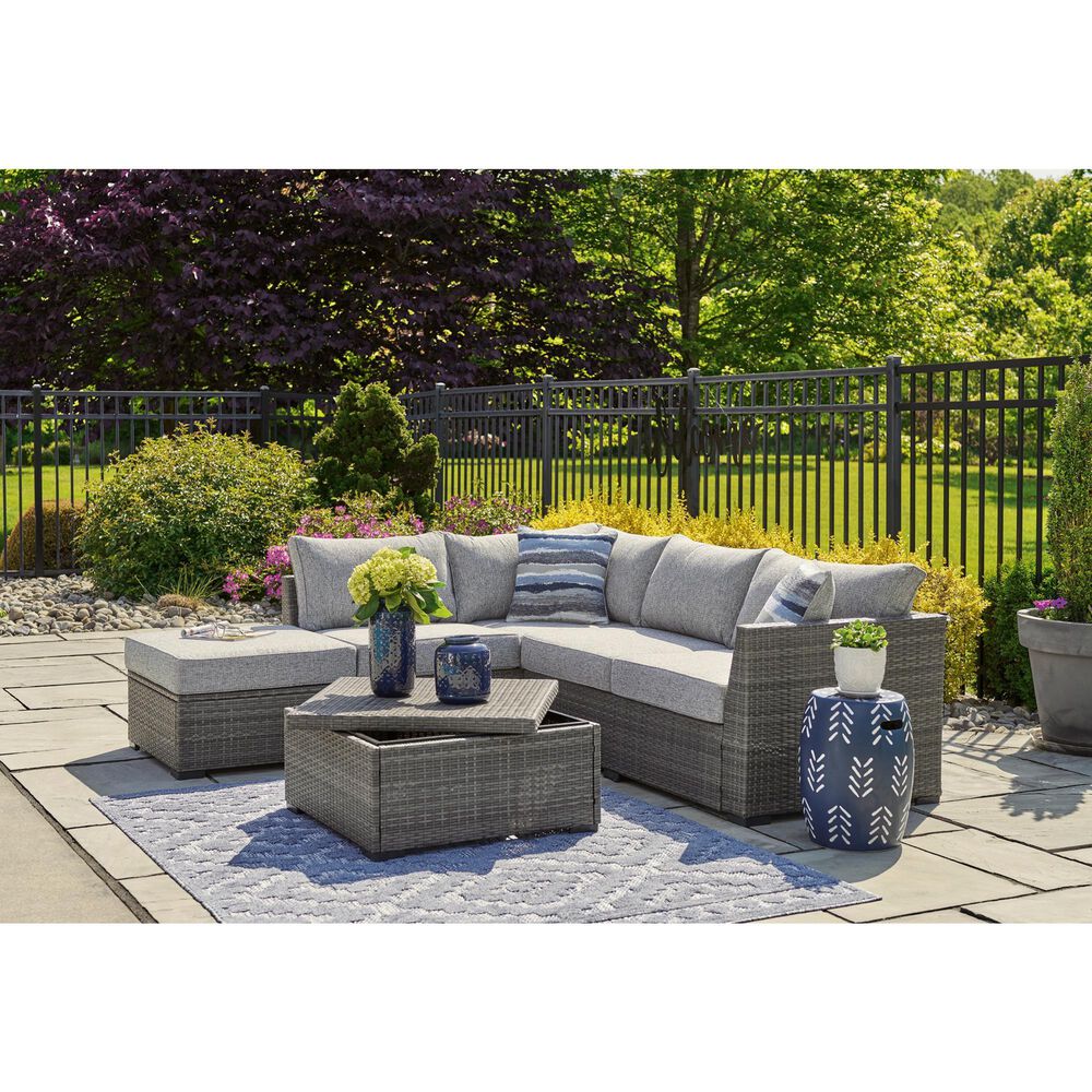 Ashley Petal Road 4-Piece Patio Sectional Set in Gray, , large