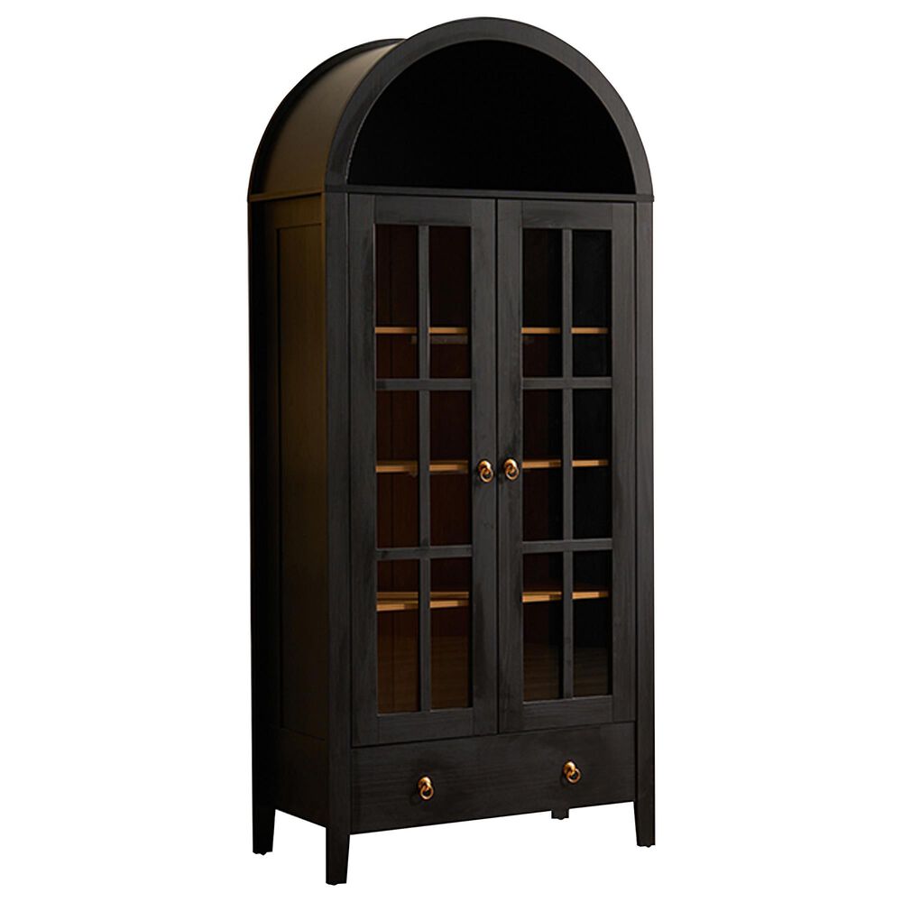 HOMLUX Arched Storage Cabinet with LED Induction Lights in Black, , large