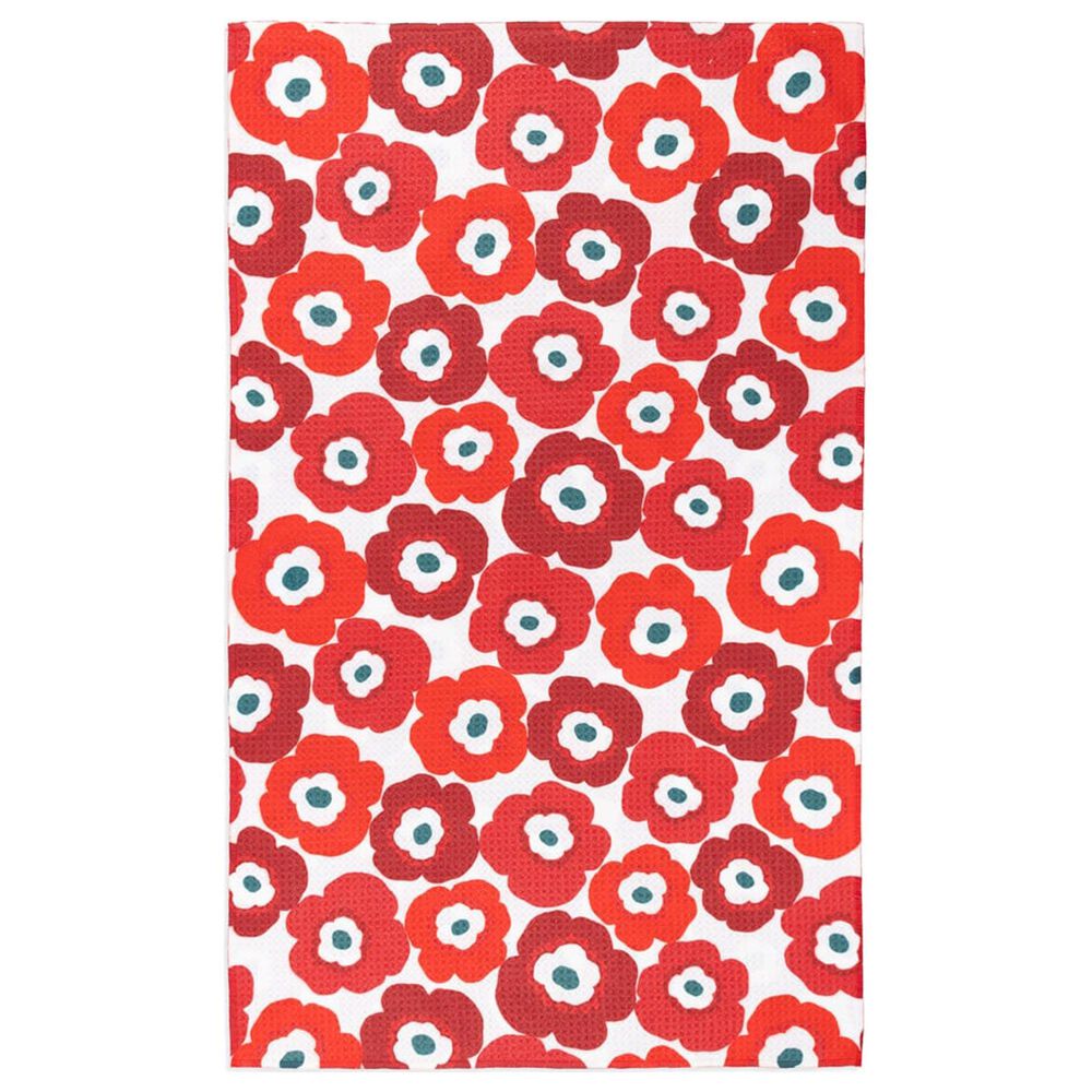 MuKitchen Vibe Dish Towel in Poppy Fields and White, , large