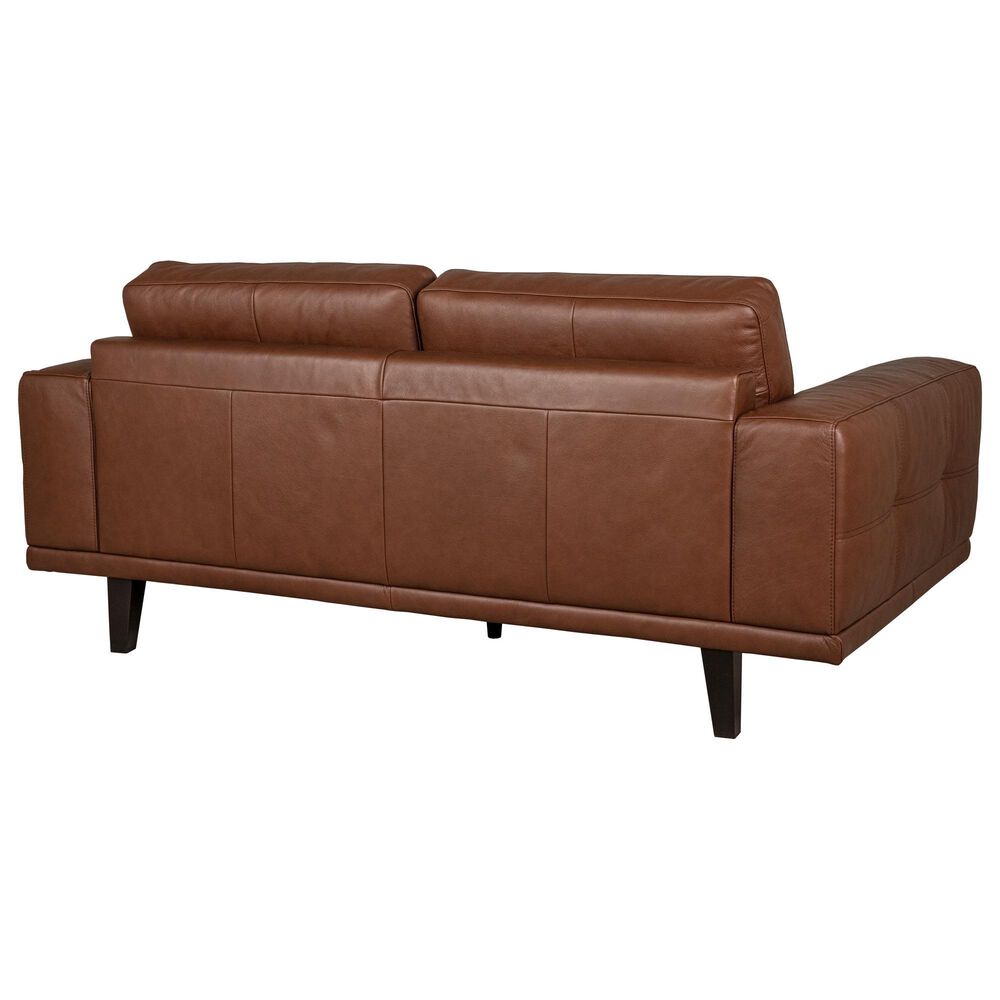 Natuzzi Editions Seville Stationary Leather Loveseat in Pasadena Brown, , large