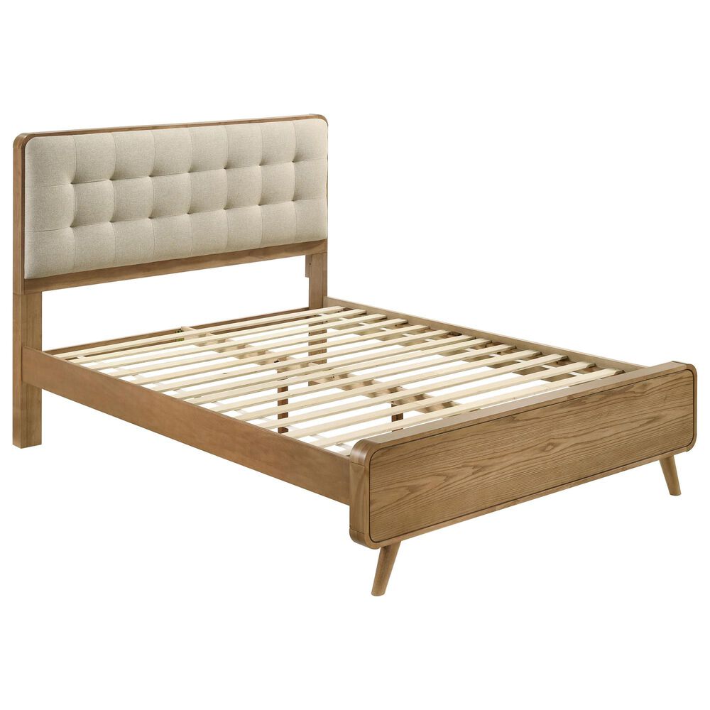 Pacific Landing Robyn California King Upholstered Platform Bed in Cool Biege and Light Ash, , large