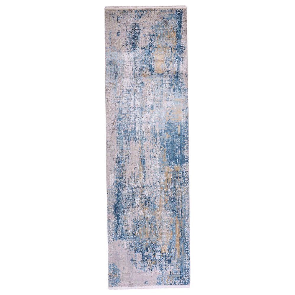 Feizy Cadiz Oriental 3"1" x 10" Blue and Gray Runner, , large