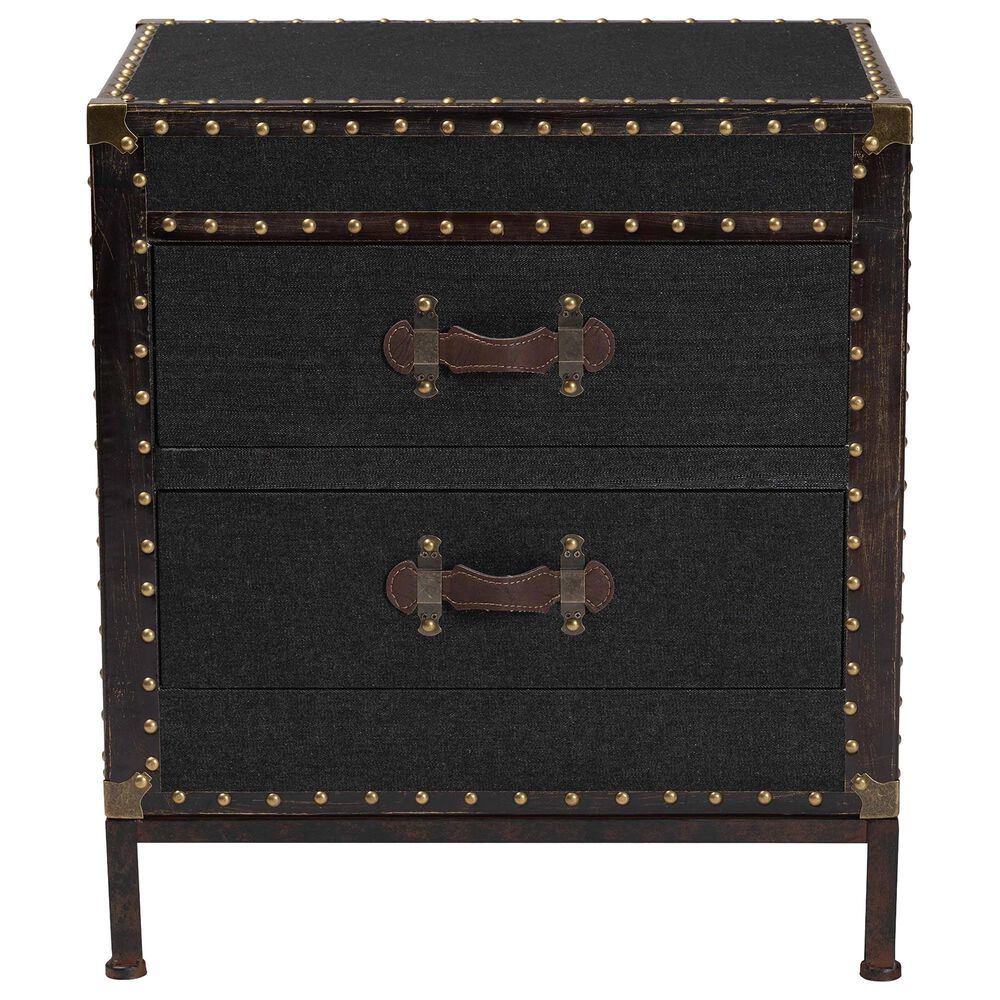 Baxton Studio Laura 2-Drawer End Table in Black, , large