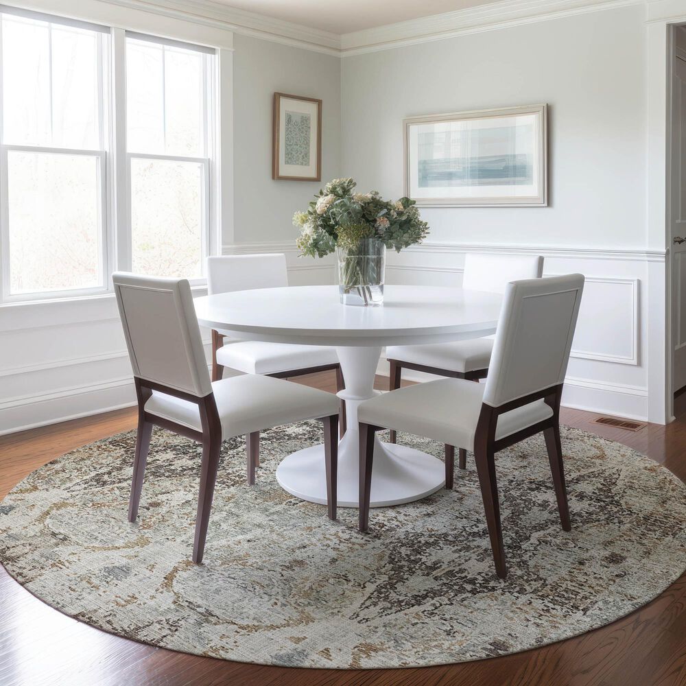 Dalyn Rug Company Karaj KJ9 8&#39; Round Linen Indoor/Outdoor Area Rug, , large