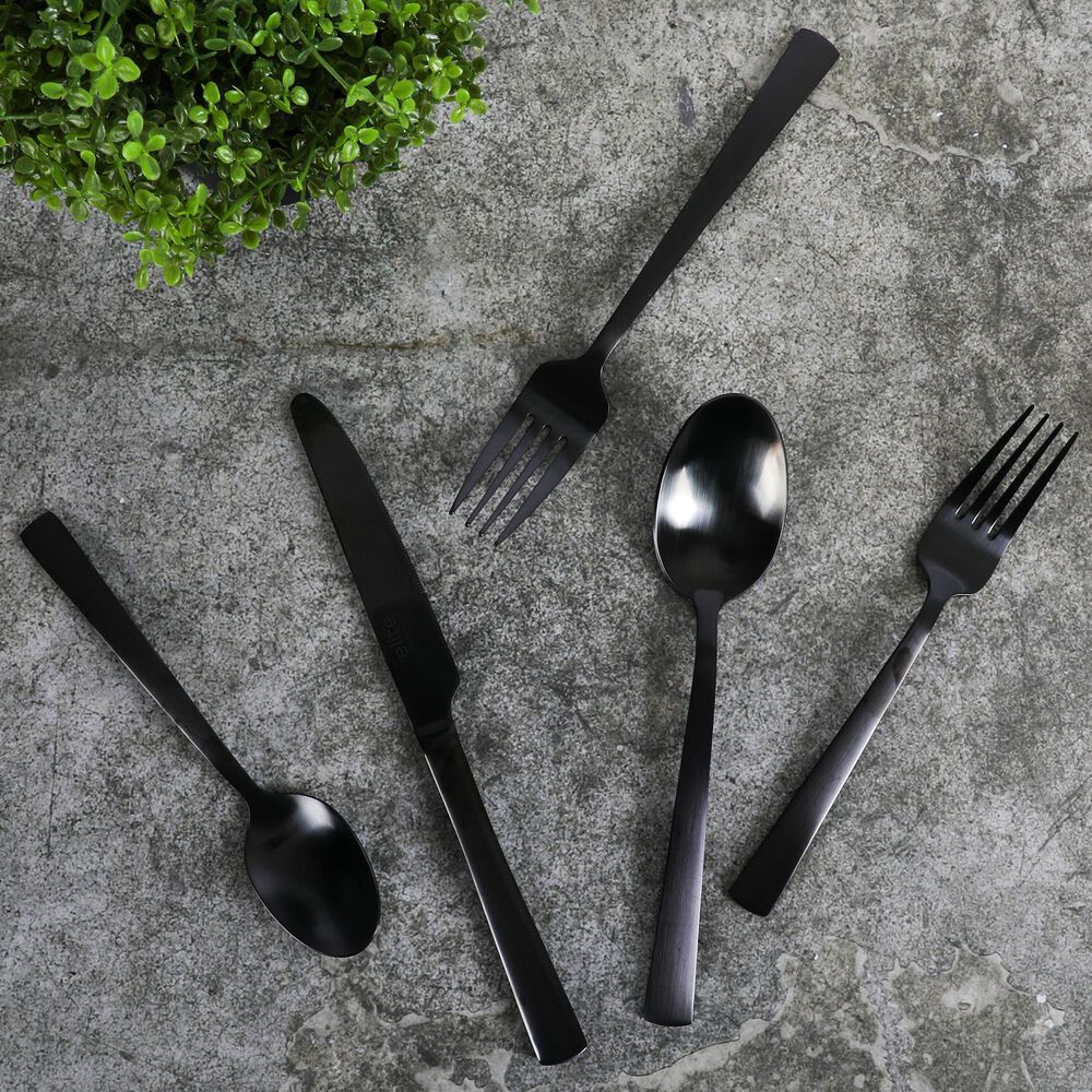 Gibson Home Earlston 20-Piece Stainless Steel Flatware Set in Black, , large