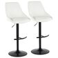 LumiSource Diana Adjustable Barstool with White Faux Leather Upholstery in Black (Set of 2), , large