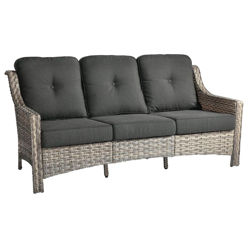 HOMLUX Outdoor Wicker Conversation Sofa in Black, , large