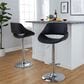 LumiSource Fabrico Swivel Adjustable Bar Stool with Black Faux Leather Upholstery and Rounded T Footrest in Chrome (Set of 2), , large