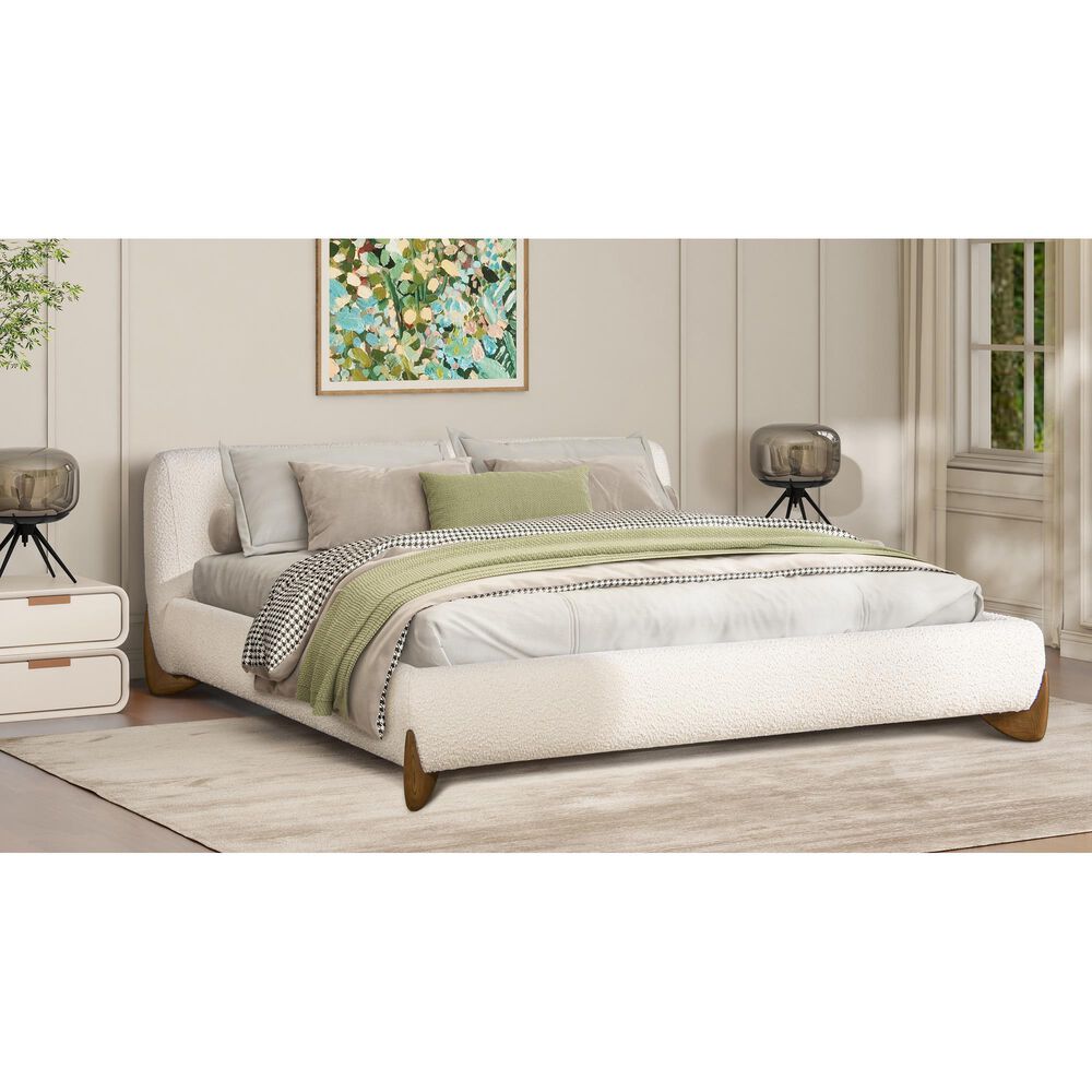 Jennifer Taylor Home Alpine Puffy Modern King Platform Bed in Ivory White, , large