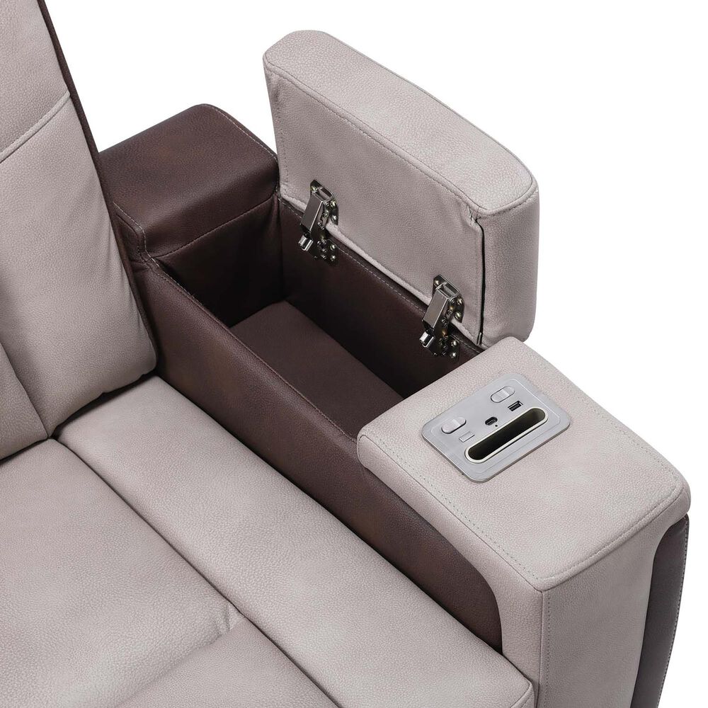 Titanic Furniture Power Reclining Loveseat with Power Headrest in Brown, , large