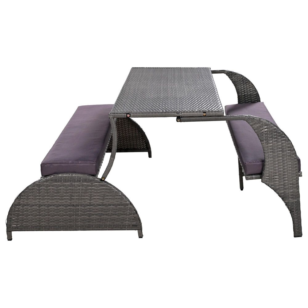 Hearth and Haven U Style Outdoor Loveseat with Convertible Seating in Gray, , large