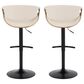 LumiSource Curvo Swivel Adjustable Barstool with Cream Upholstery in Black and Walnut (Set of 2), , large