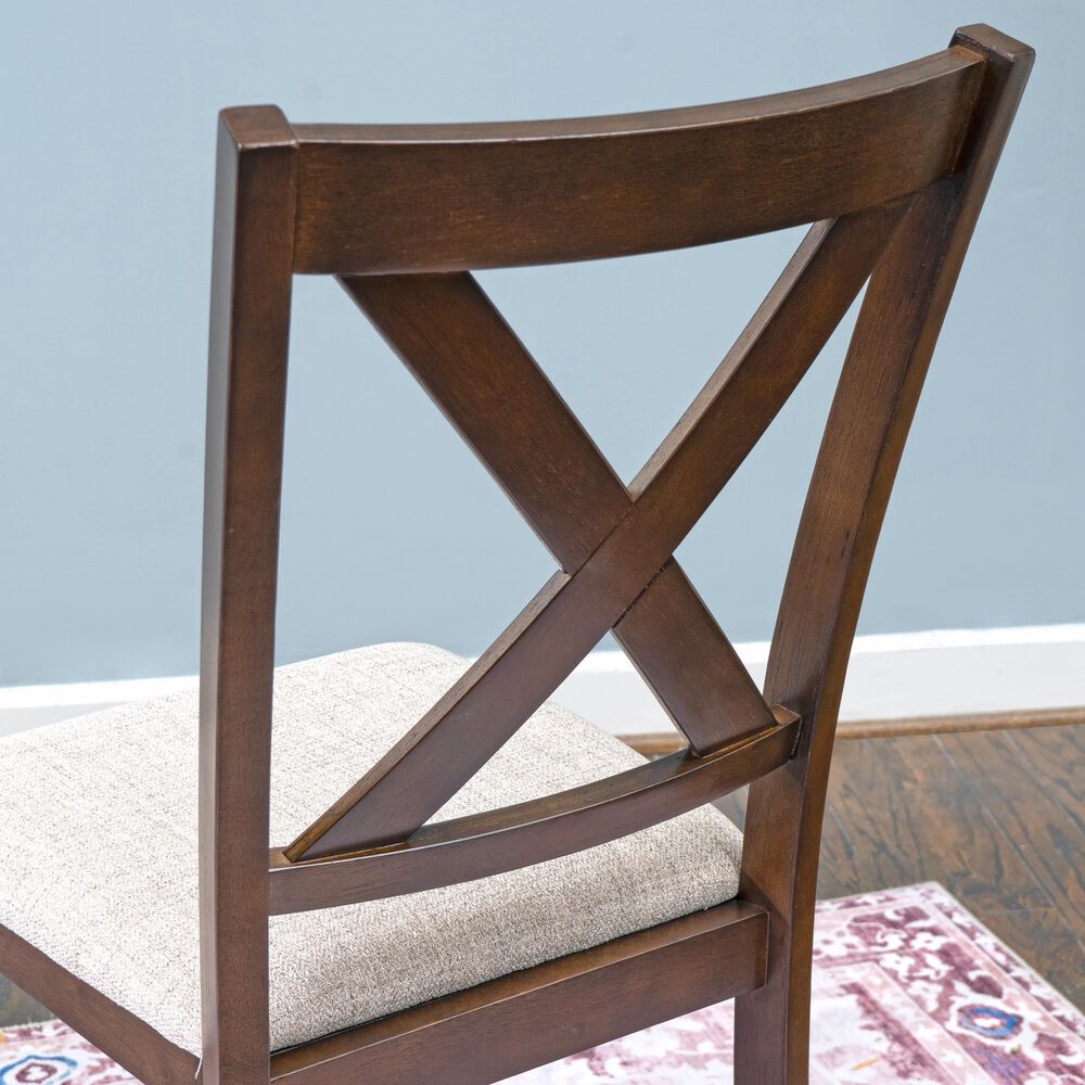 Linon Home Decor Warren X-Back Side Chair in Warm Brown (Set of 2), , large