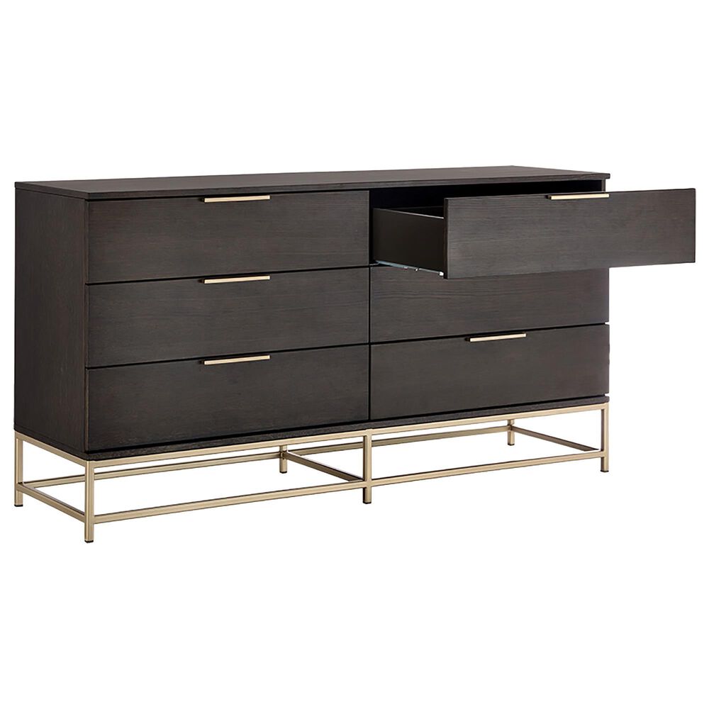 37B Artezia Rebel 6-Drawer Dresser in Brushed Gold and Charcoal Grey, , large