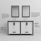 Lexora Home Ziva 60" Double Bathroom Vanity in White with 2 cm White Quartz Top and Rectangular Sinks, , large