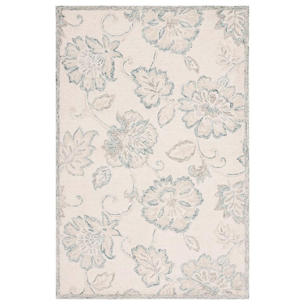 Safavieh Micro-Loop MLP477A 8" x 10" Ivory and Blue Area Rug, , large