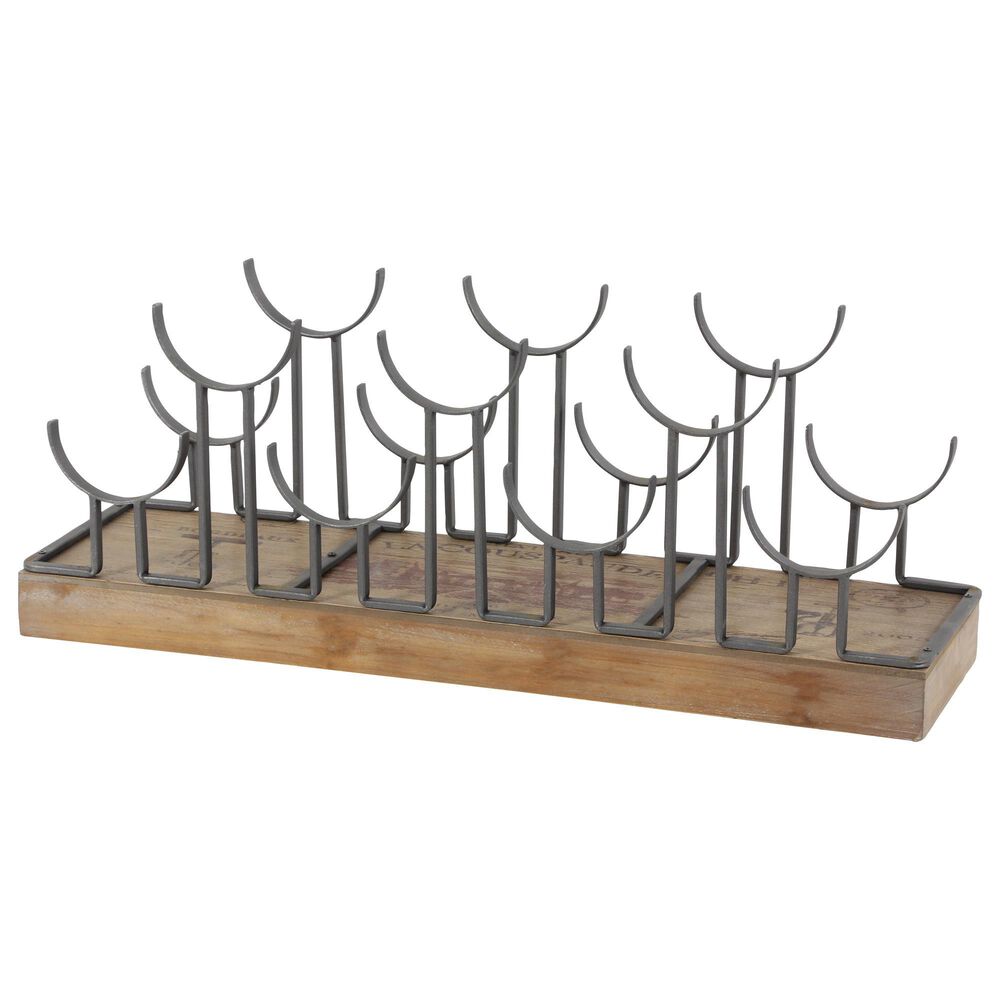Maple and Jade Maple and Jade 10" Industrial Metal Wine Rack Brown, , large