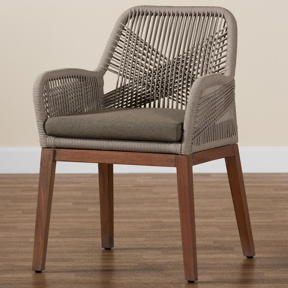 Baxton Studio Jennifer Arm Chair in Walnut Brown, , large