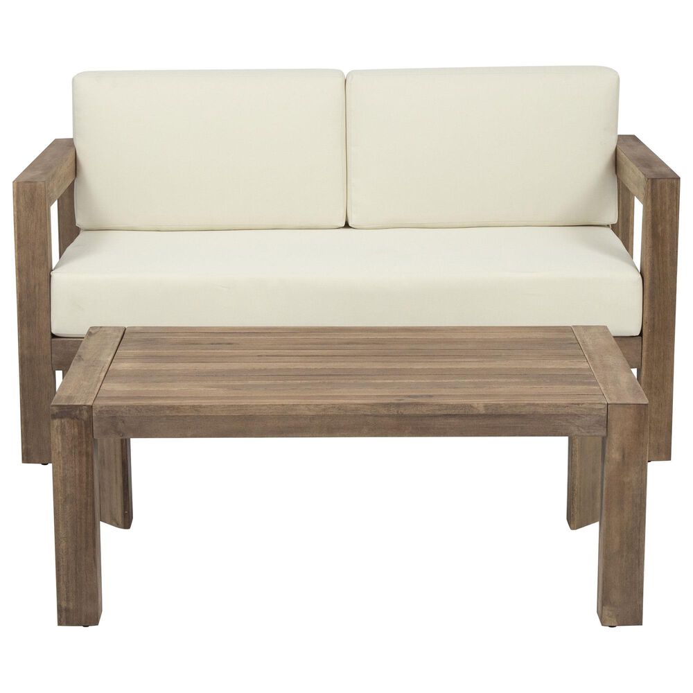 Hearth and Haven Genser 2-Piece Patio Conversation Set with Beige Cushion in Brown, , large