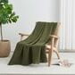 Trade Linker Full/Queen Waffle Weave Knit Throw Blanket in Olive, , large